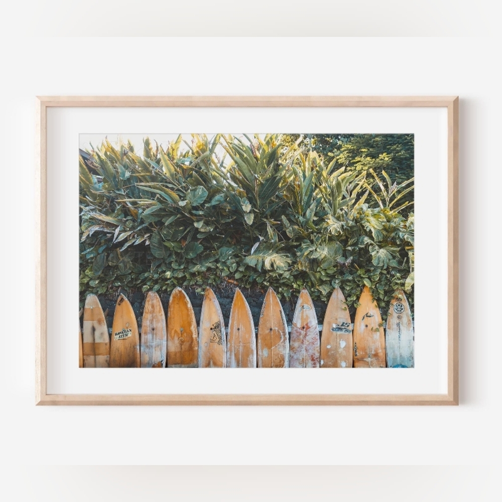 Framed Hawaii Surfboard Art Print, 8x12